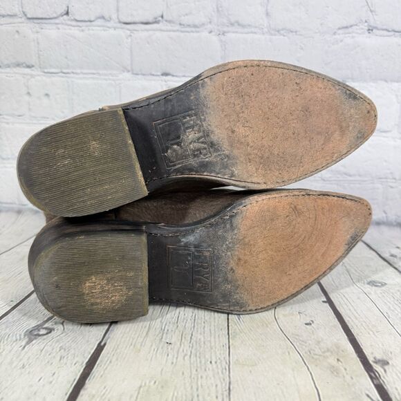 Frye Regina Ankle Booties Women Size 10 Brown Soft Leather Slip on Western - Picture 10 of 15